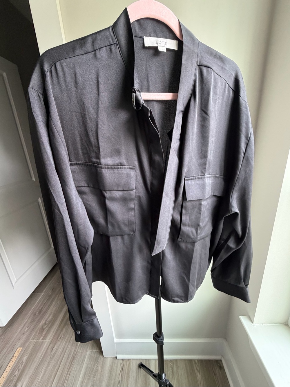LOFT Black Lightweight Utility Shirt